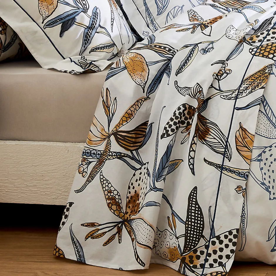 Tradilinge Drap plat aux fleurs exubérantes (280x310 cm - Blanc)
