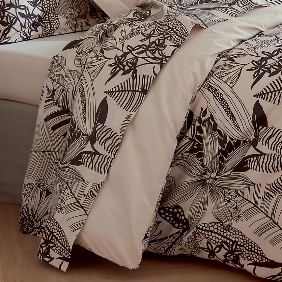Tradilinge Drap plat aux impressions noires (240x310 cm - Beige)