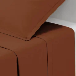 Atmosphera Créateur D'Intérieur Drap plat Carina en coton 240x290cm rose terracotta - Atmosphera