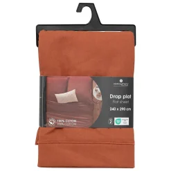 Atmosphera Créateur D'Intérieur Drap plat Carina en coton 240x290cm rose terracotta - Atmosphera