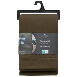 Atmosphera Créateur D'Intérieur Drap plat Carina en coton 180x290cm vert kaki - Atmosphera Hot