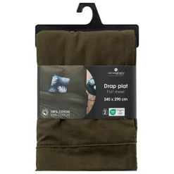 Atmosphera Créateur D'Intérieur Drap plat Carina en coton 240x290cm vert kaki - Atmosphera Clearance