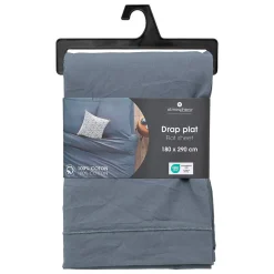 Atmosphera Créateur D'Intérieur Drap plat Carina en coton 180x290cm bleu orage - Atmosphera