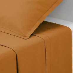 Atmosphera Créateur D'Intérieur Drap plat Carina en coton 240x290cm jaune cumin - Atmosphera