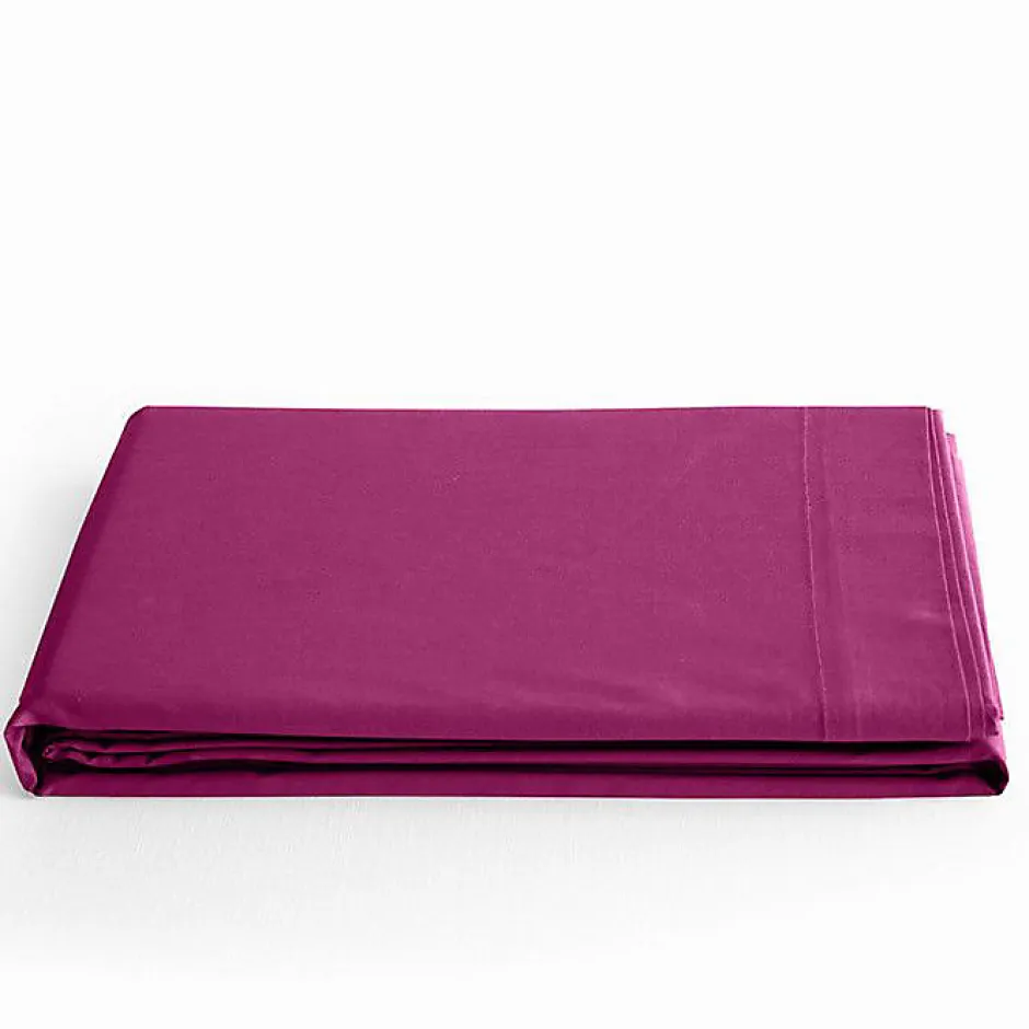 Coton Pur Drap plat Prémium 240 x 300 cm Magenta Discount