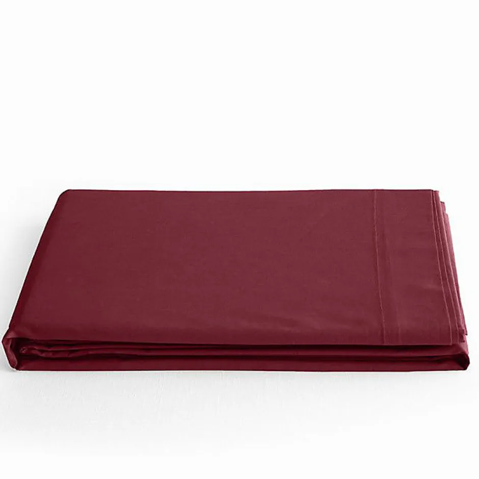 Coton Pur Drap plat Prémium Grenat 180 x 290 cm