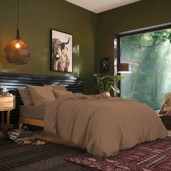 Coton Pur Drap plat Prémium 240 x 300 cm Taupe Outlet
