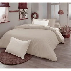 Tradilinge Drap plat en 100% coton biologique (180x290 cm - Ficelle)