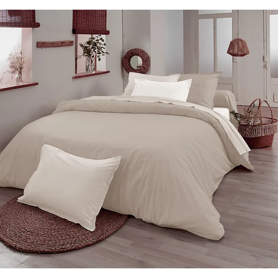Tradilinge Drap plat en 100% coton biologique (180x290 cm - Ficelle)
