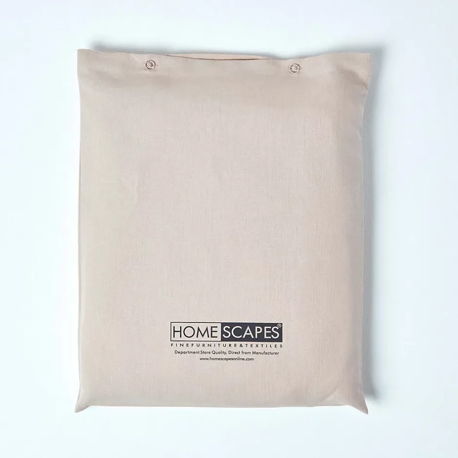 Homescapes Drap plat en lin lavé beige, 240x275 cm -