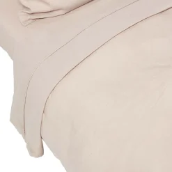 Homescapes Drap plat en lin lavé beige, 230x255 cm -