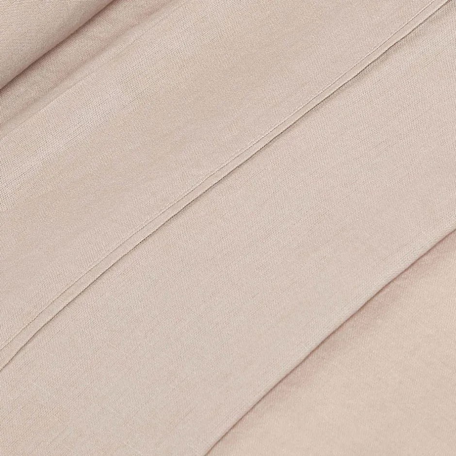 Homescapes Drap plat en lin lavé beige, 230x255 cm -