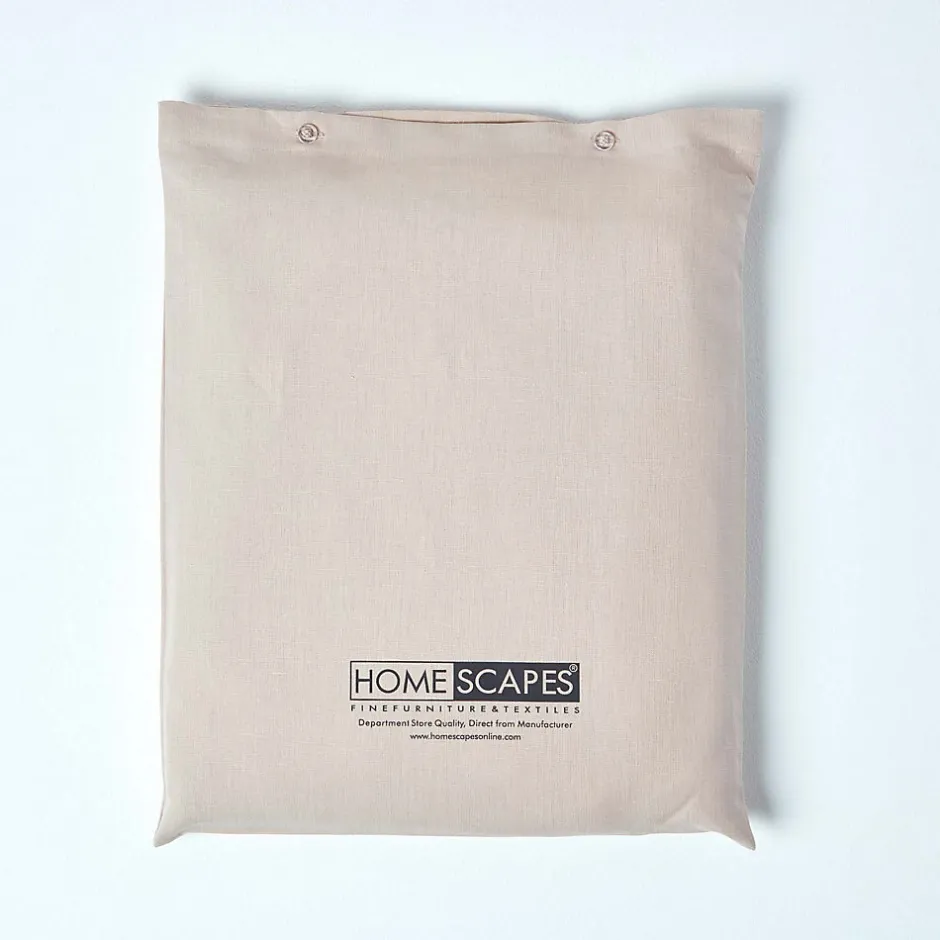 Homescapes Drap plat en lin lavé beige, 230x255 cm -