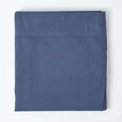 Homescapes Drap plat en lin lavé bleu marine, 240x275 cm - Discount