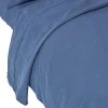 Homescapes Drap plat en lin lavé bleu marine, 230x255 cm -
