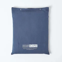 Homescapes Drap plat en lin lavé bleu marine, 230x255 cm -