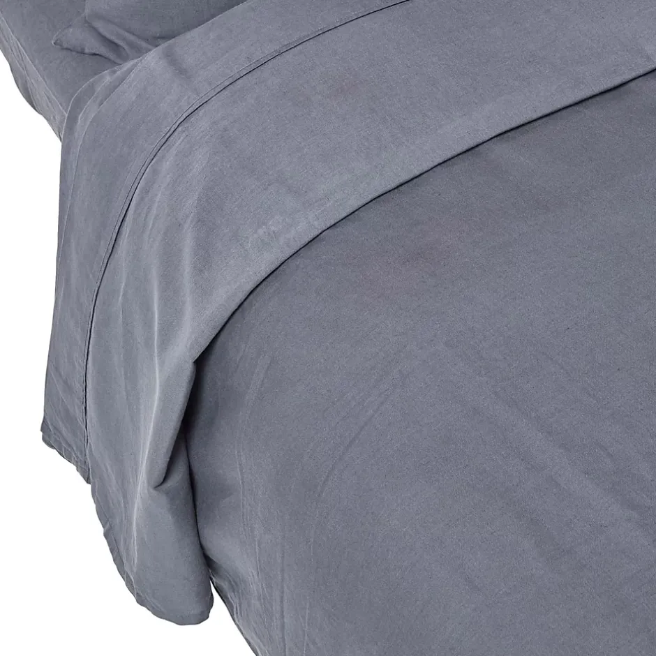 Homescapes Drap plat en lin lavé gris, 240x275 cm - New
