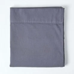 Homescapes Drap plat en lin lavé gris, 230x255 cm -