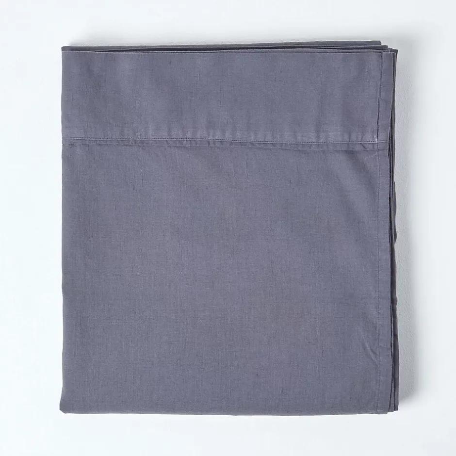 Homescapes Drap plat en lin lavé gris, 275x275 cm - Discount