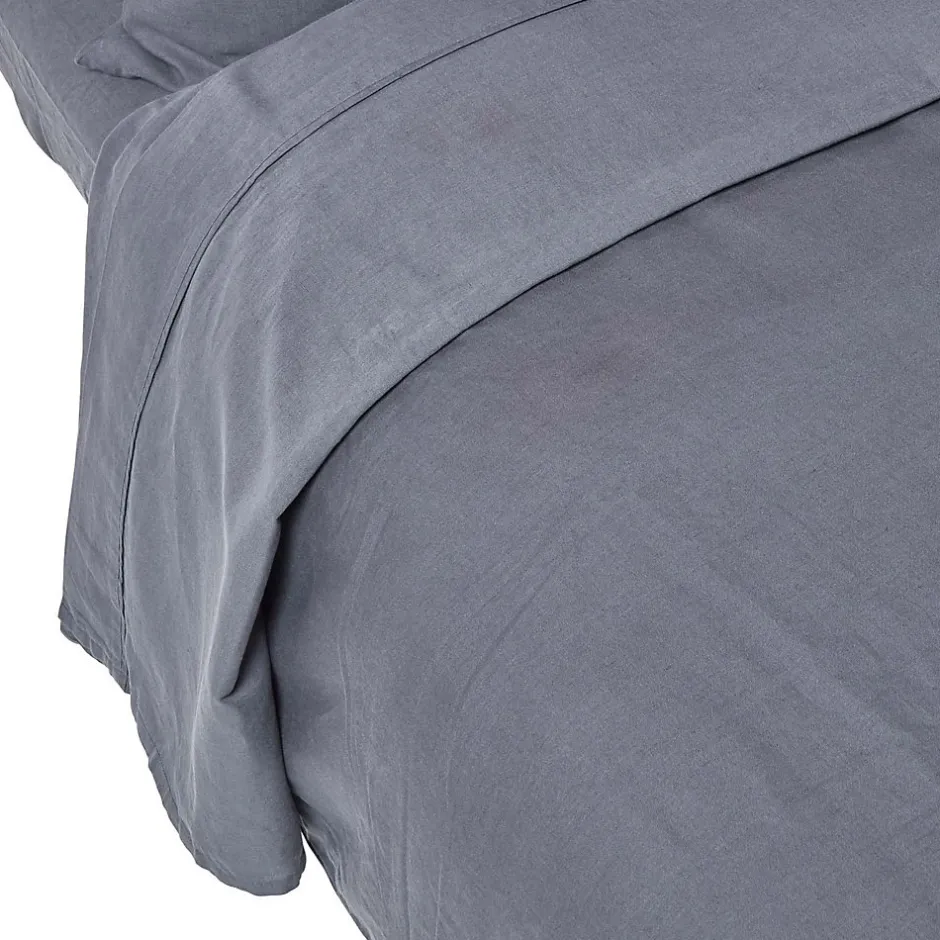 Homescapes Drap plat en lin lavé gris, 240x300 cm -