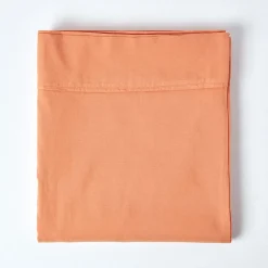 Homescapes Drap plat en lin lavé orange, 230x255 cm -