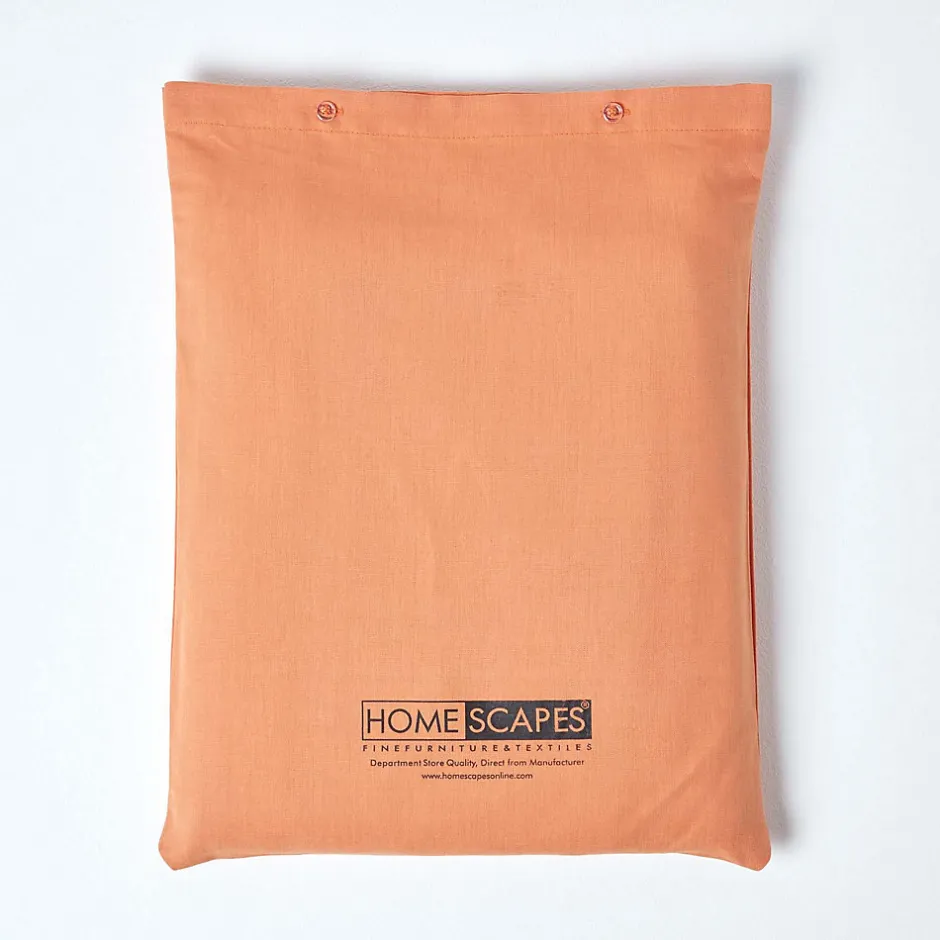 Homescapes Drap plat en lin lavé orange, 180x290 cm -