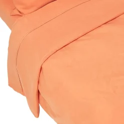 Homescapes Drap plat en lin lavé orange, 178x255 cm - Outlet