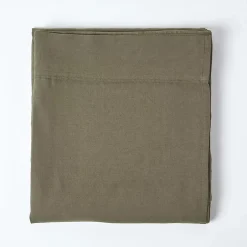 Homescapes Drap plat en lin lavé vert mousse, 178x255 cm - Outlet