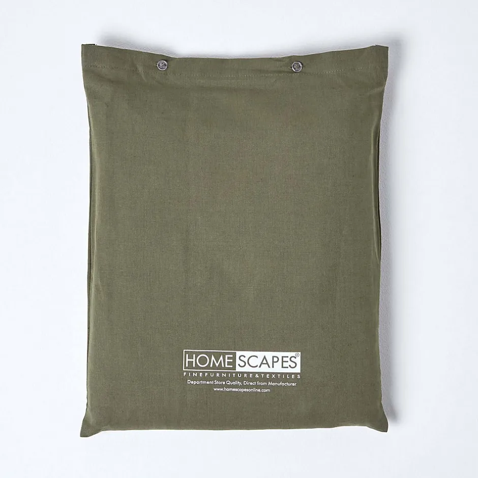 Homescapes Drap plat en lin lavé vert mousse, 275x275 cm -