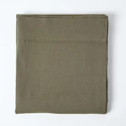Homescapes Drap plat en lin lavé vert mousse, 240x300 cm -