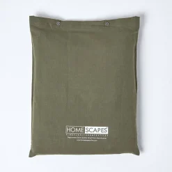 Homescapes Drap plat en lin lavé vert mousse, 240x300 cm -