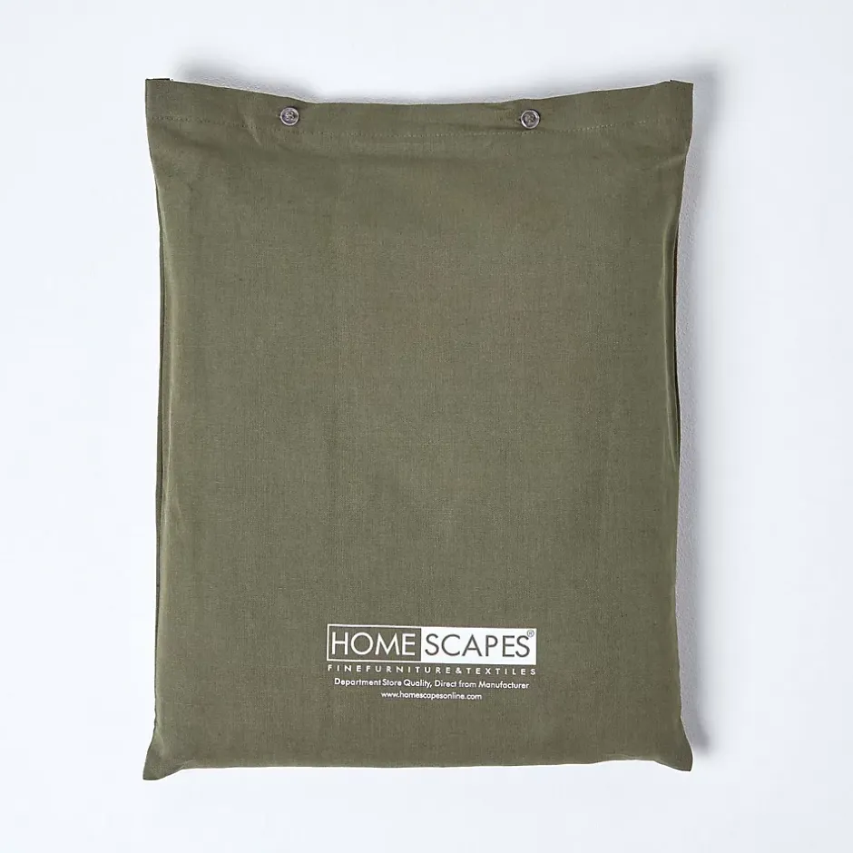 Homescapes Drap plat en lin lavé vert mousse, 180x290 cm - New