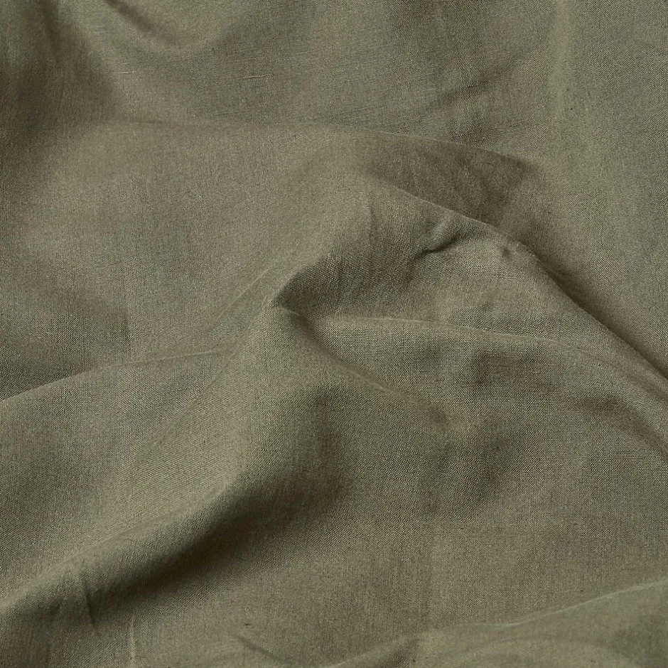 Homescapes Drap plat en lin lavé vert mousse, 270x300 cm -