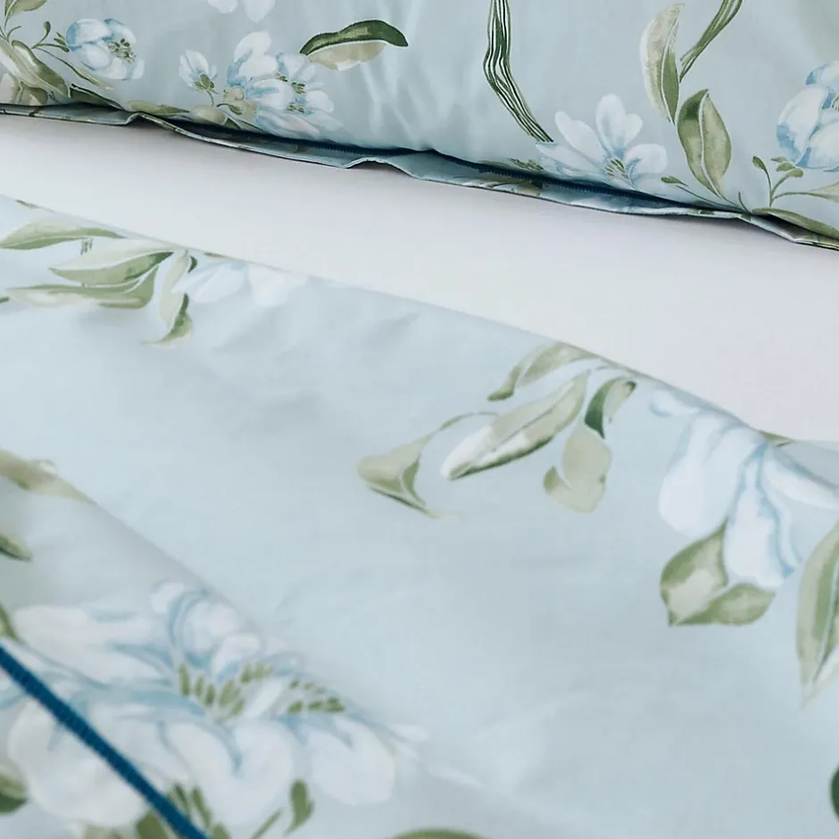 Tradilinge Drap plat en percale de coton au style anglais (180x290 cm - Céladon) Online