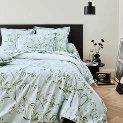 Tradilinge Drap plat en percale de coton au style anglais (240x310 cm - Céladon) Outlet
