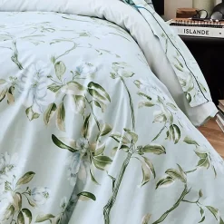 Tradilinge Drap plat en percale de coton au style anglais (280x325 cm - Céladon) Discount