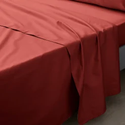 Eden Drap plat en percale de coton Terracotta