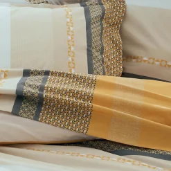 Tradilinge Drap plat en percale de coton au style ethnique chic (240x310 cm - Jaune)