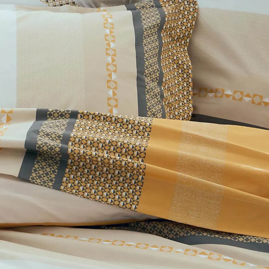 Tradilinge Drap plat en percale de coton au style ethnique chic (180x290 cm - Jaune) Sale