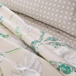 Tradilinge Drap plat en satin aux impressions exotiques (180x290 cm - Beige)
