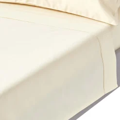 Homescapes Drap plat en satin de coton égyptien 1000 fils ivoire, 240x275 cm - New