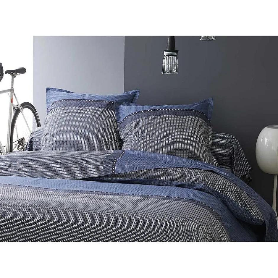 Tradilinge Drap Plat en Satin de Coton (280x325 cm - Bleu) Outlet