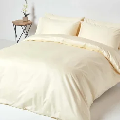 Homescapes Drap plat en satin de coton égyptien 1000 fils ivoire, 180x290 cm - Sale