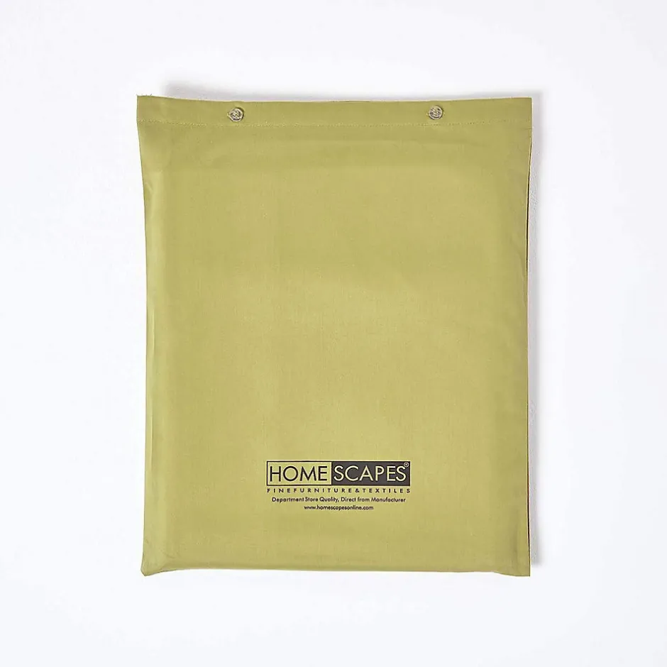 Homescapes Drap plat en satin de coton égyptien 1000 fils vert olive, 180x290 cm -