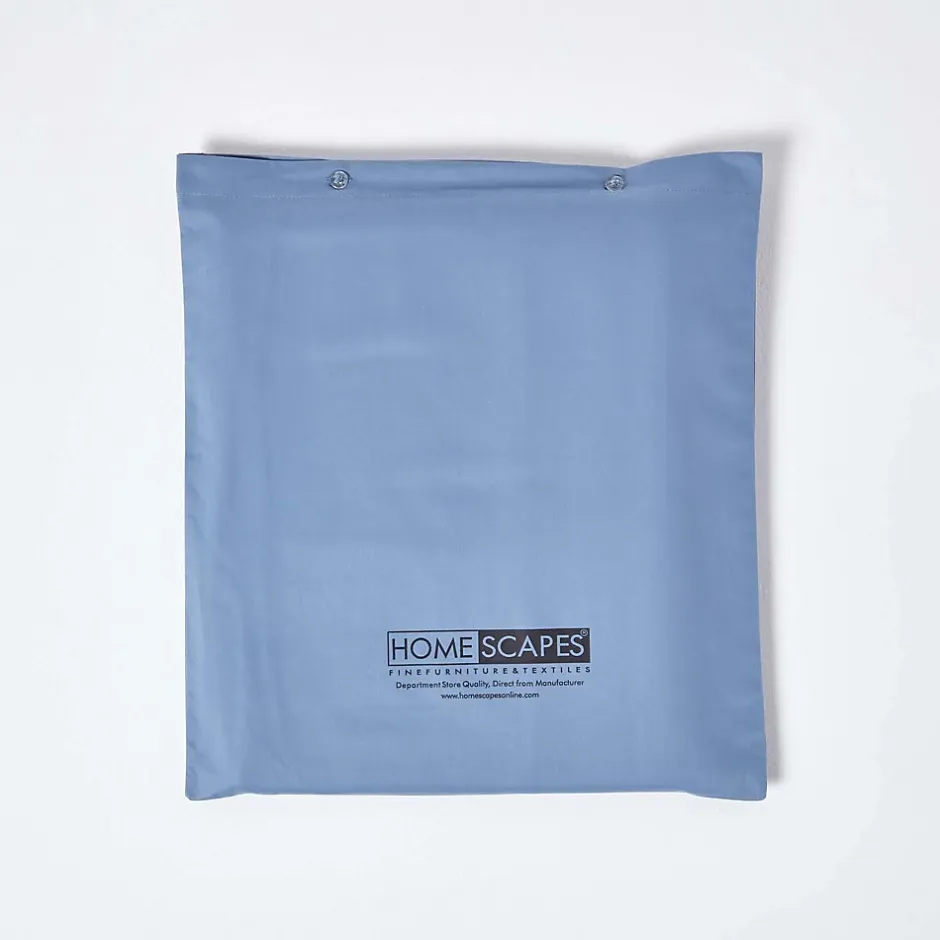 Homescapes Drap plat en satin de coton égyptien 1000 fils bleu, 275x275 cm - Online