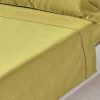 Homescapes Drap plat en satin de coton égyptien 1000 fils vert olive, 270x300 cm -
