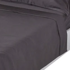 Homescapes Drap plat en satin de coton égyptien 1000 fils gris foncé, 240x275 cm -