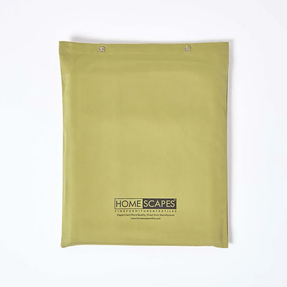 Homescapes Drap plat en satin de coton égyptien 1000 fils vert olive, 240x275 cm - Clearance
