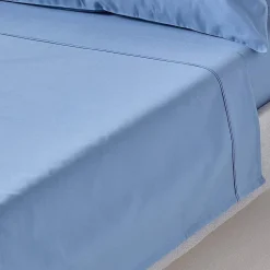 Homescapes Drap plat en satin de coton égyptien 1000 fils bleu, 180x290 cm - Best