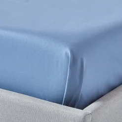 Homescapes Drap plat en satin de coton égyptien 1000 fils bleu, 230x255 cm -
